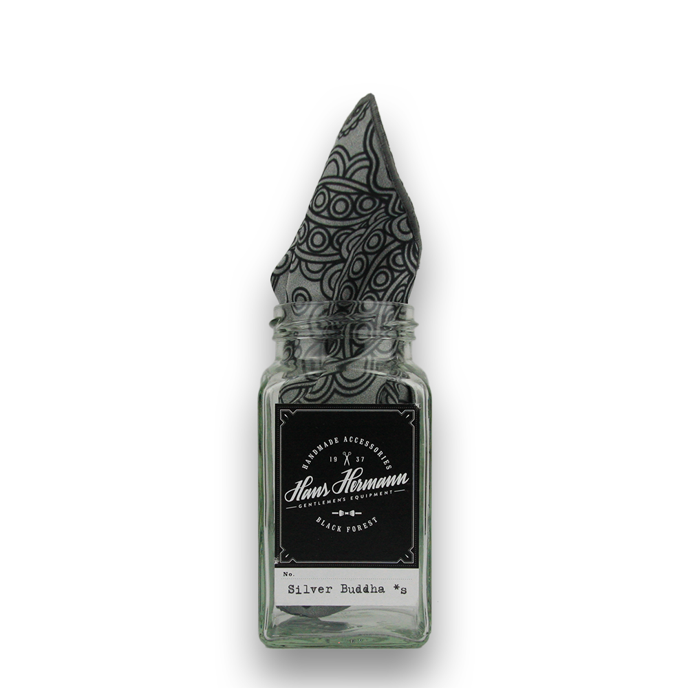 Hans Hermann Einstecktuch - Silver Buddha S mit Glas