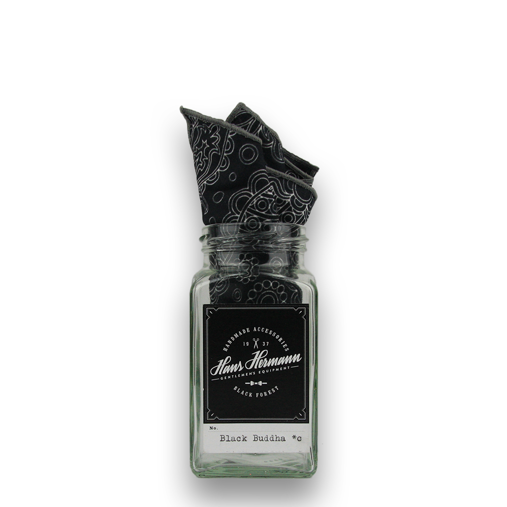 Hans Hermann Einstecktuch - Black Buddha C mit Glas