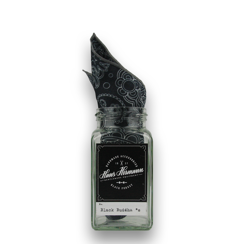 Hans Hermann Einstecktuch - Black Buddha S mit Glas